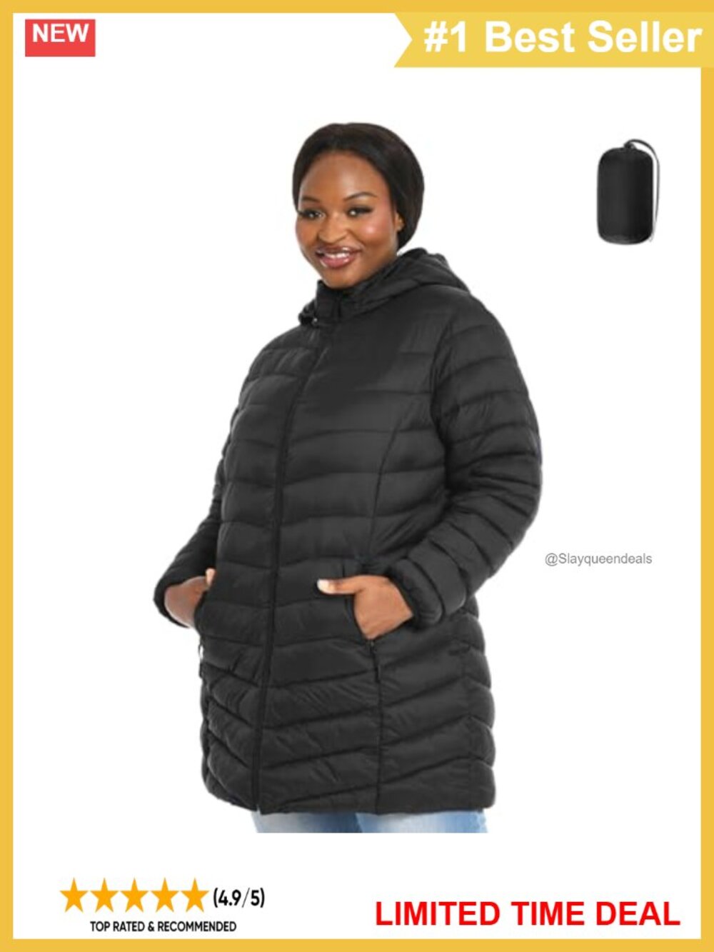 Women's Plus Size Packable Puffer Jacket 1X-6X Lightweight Winter Coat